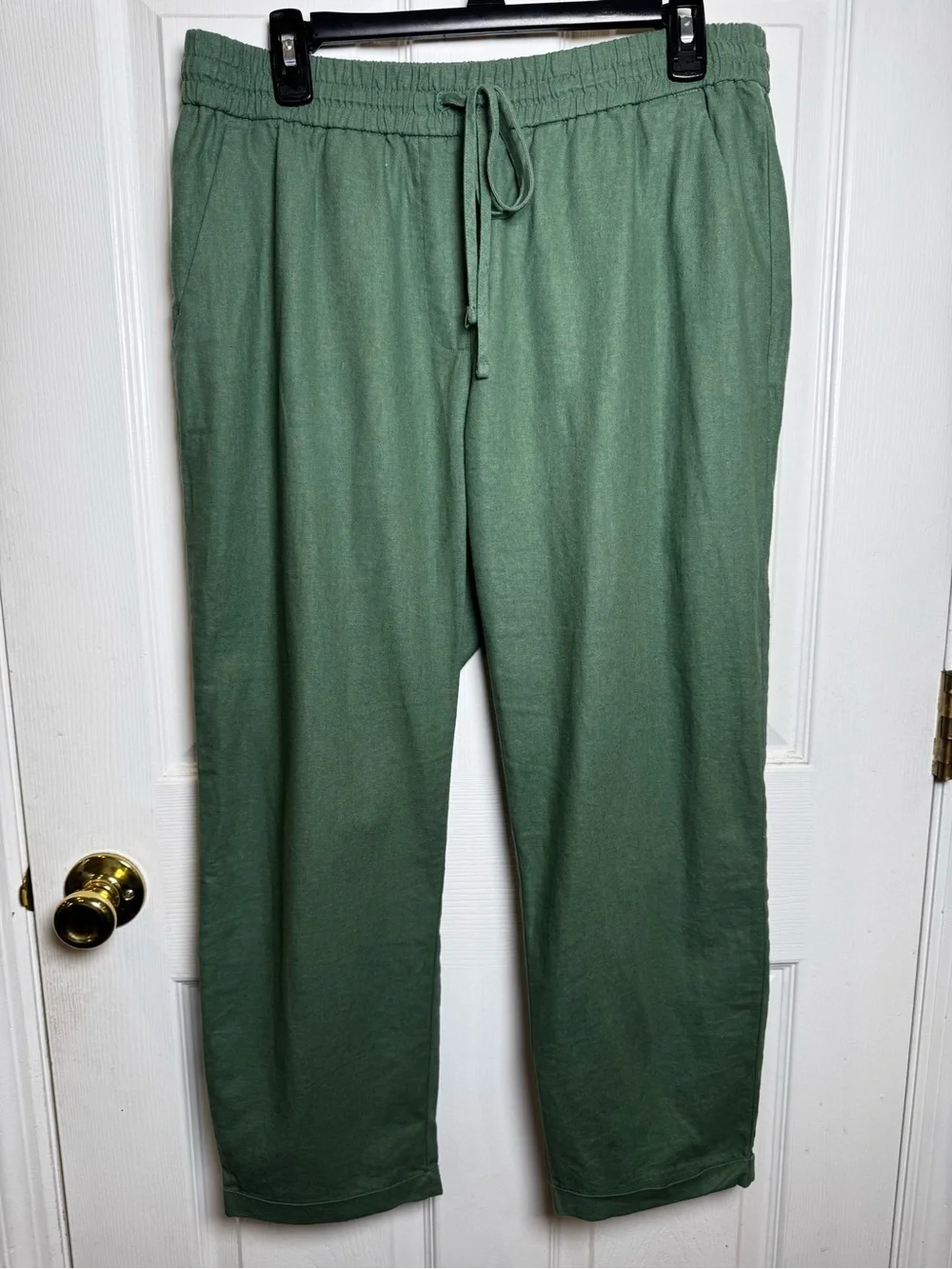 J.Crew Green Linen Blend Drawstring Pull-On Pants Size 12 Casual Coastal Capsule